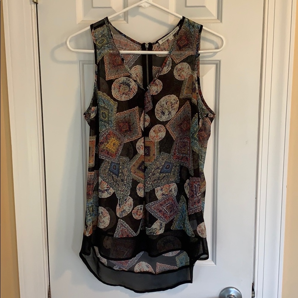 Sheer Tank Top With Patterns Size Small - image 1
